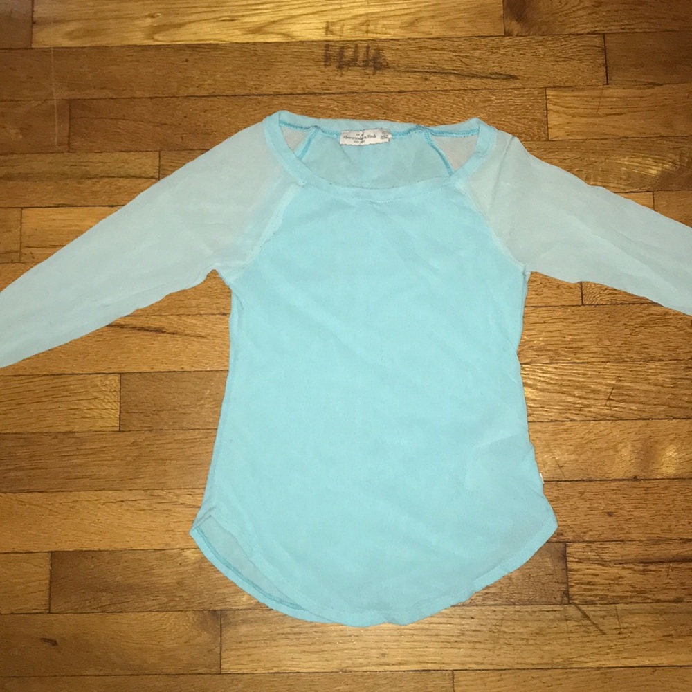 sheer light blue abercrombie shirt